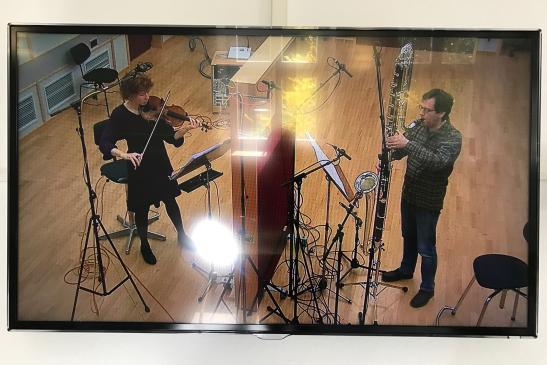 Lenka Zupkova and Joachim Striepens at the recording session at the BR-studio